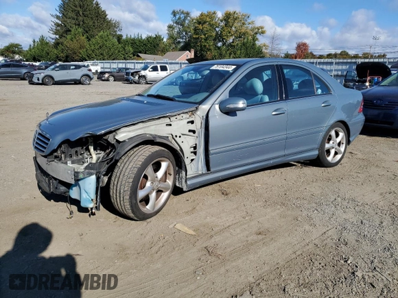 2005 Mercedes-Benz C 230 Kompressor with VIN WDBRF40J75F606095, listed as a Copart auction lot 76104344 with 234,993 mi miles and Salvage title. Bid and sale history available at DreamBid. Image 1.