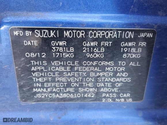 2013 Suzuki SX4 LE with VIN JS2YC5A38D6101442, listed as a Copart auction lot 42833395 with 154,379 mi miles and Salvage Title. Bid and sale history available at carsss.com. Image 14.