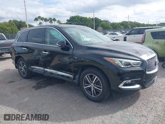 2019 Infiniti QX60 LUXE with VIN 5N1DL0MN0KC549578, listed as a IAAI auction lot 41362311 with 162,457 mi miles. Bid and sale history available at carsss.com. Image 1.