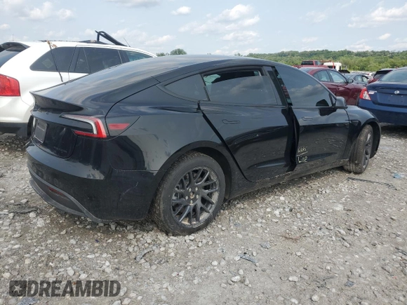 2025 Tesla Model 3 Long Range with VIN 5YJ3E1EBXSF939899, listed as a Copart auction lot 58074545 with Not provided miles and Salvage title. Bid and sale history available at DreamBid. Image 3.