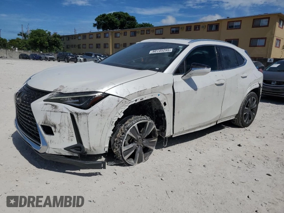 2022 Lexus UX 200 with VIN JTHP3JBH2N2046468, listed as a Copart auction lot 60145295 with 46,107 mi miles and Salvage title. Bid and sale history available at DreamBid. Image 1.