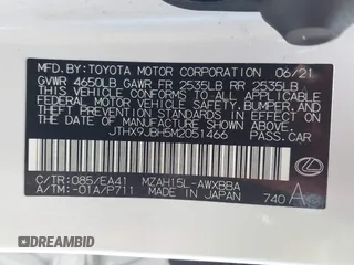 2021 Lexus UX 250h with VIN JTHX9JBH5M2051466, listed as a IAAI auction lot 42318286 with 40,109 mi miles and . Bid and sale history available at DreamBid. Image 9.