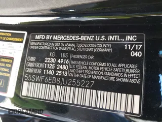 2018 Mercedes-Benz C 43 AMG with VIN 55SWF6EB8JU255227, listed as a IAAI auction lot 41383166 with 65,402 mi miles and . Bid and sale history available at carsss.com. Image 9.