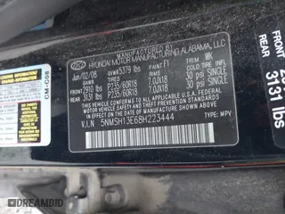 2008 Hyundai Santa Fe SE with VIN 5NMSH13E68H223444, listed as a IAAI auction lot 41731764 with 227,628 mi miles. Bid and sale history available at carsss.com. Image 9.