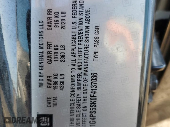 2015 Buick Verano Group with VIN 1G4PS5SK0F4137036, listed as a Copart auction lot 82909744 with Not provided miles and Salvage title. Bid and sale history available at DreamBid. Image 15.