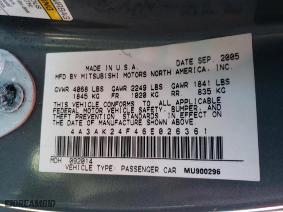2006 Mitsubishi Eclipse GS with VIN 4A3AK24F46E026361, listed as a Copart auction lot 47308475 with 168,671 mi miles and Salvage Title. Bid and sale history available at carsss.com. Image 12.