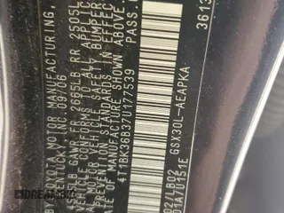 2007 Toyota Avalon XL with VIN 4T1BK36B37U177539, listed as a Copart auction lot 49669655 with 0 mi miles and Salvage Title. Bid and sale history available at carsss.com. Image 12.