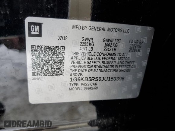 2018 Cadillac CT6 AWD z VIN 1G6KB5RS0JU153396, wystawiony jako Copart lot #45703565 z przebiegiem Nie podano mil oraz Szkoda całkowita • Salvage title. Historia ofert i sprzedaży dostępna na DreamBid. Obrazek 13.