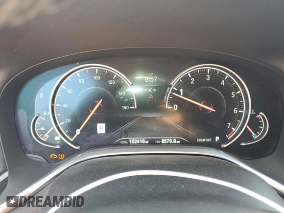 2017 BMW 7 Series 740i with VIN WBA7E2C57HG739482, listed as a Copart auction lot 53652145 with 102,418 mi miles and Salvage title. Bid and sale history available at DreamBid. Image 9.