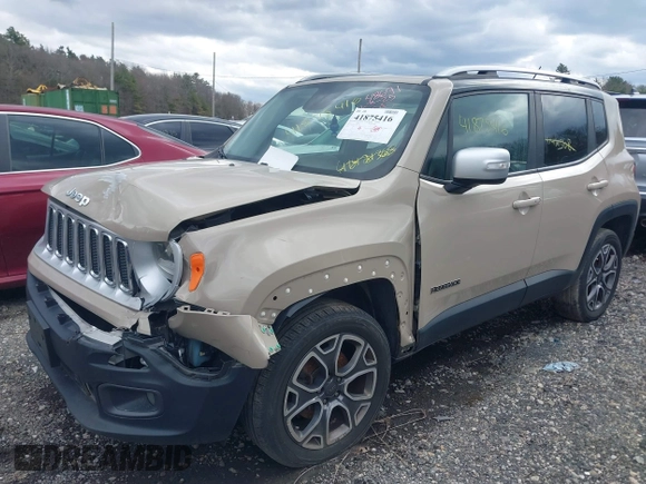 2016 Jeep Renegade Limited with VIN ZACCJBDT1GPC67646, listed as a IAAI auction lot 41875416 with 146,233 mi miles and . Bid and sale history available at DreamBid. Image 2.