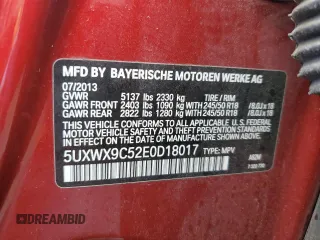 2014 BMW X3 xDrive28i z VIN 5UXWX9C52E0D18017, wystawiony jako Copart lot #51942895 z przebiegiem 170 626 mil mil oraz Szkoda całkowita • Salvage title. Historia ofert i sprzedaży dostępna na DreamBid. Obrazek 14.