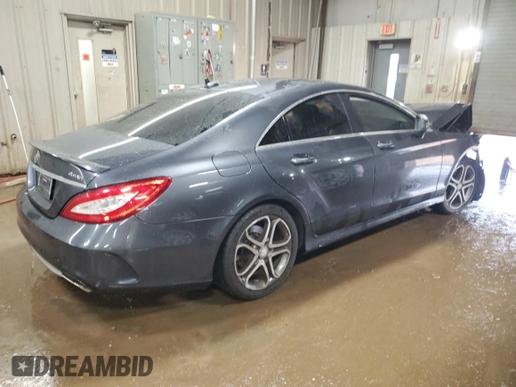 2015 Mercedes-Benz CLS 400 with VIN WDDLJ6HB8FA146478, listed as a Copart auction lot 48974385 with 123,916 mi miles and Salvage title. Bid and sale history available at DreamBid. Image 3.