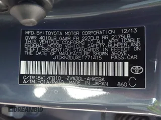 2014 Toyota Prius Four with VIN JTDKN3DUXE1771415, listed as a IAAI auction lot 42066546 with 218,535 mi miles. Bid and sale history available at carsss.com. Image 9.