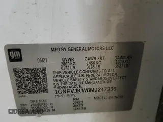 2021 Chevrolet Traverse RS with VIN 1GNEVJKW8MJ247336, listed as a Copart auction lot 65919404 with 48,202 mi miles and Salvage Title. Bid and sale history available at carsss.com. Image 16.