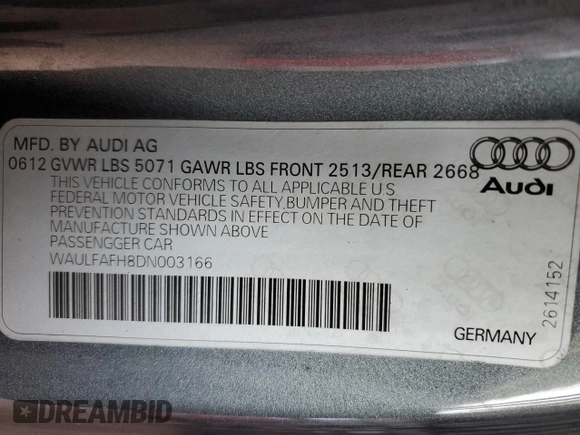 2013 Audi A5 Premium Plus z VIN WAULFAFH8DN003166, wystawiony jako Copart lot #51635015 z przebiegiem 73 022 mil mil oraz Szkoda całkowita • Salvage title. Historia ofert i sprzedaży dostępna na DreamBid. Obrazek 14.