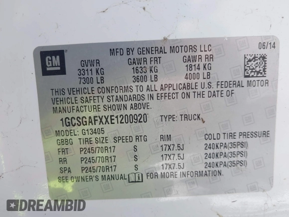 2014 Chevrolet Express Cargo with VIN 1GCSGAFXXE1200920, listed as a IAAI auction lot 42637911 with 205,182 mi miles and . Bid and sale history available at DreamBid. Image 9.