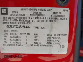 2004 Chevrolet Silverado 1500 Work Truck with VIN 1GCEC19X74Z230476, listed as a IAAI auction lot 41802123 with 242,453 mi miles. Bid and sale history available at carsss.com. Image 9.