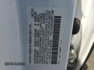 2020 Honda Accord Sport with VIN 1HGCV2F33LA022585, listed as a Copart auction lot 61072845 with Not provided miles and Salvage title. Bid and sale history available at DreamBid. Image 12.
