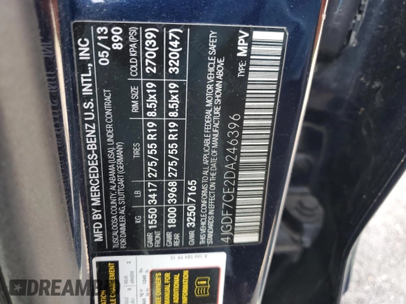 2013 Mercedes-Benz GL 450 z VIN 4JGDF7CE2DA246396, wystawiony jako Copart lot #54966615 z przebiegiem 192 598 mil mil oraz Tytuł czysty. Historia ofert i sprzedaży dostępna na DreamBid. Obrazek 13.