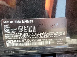 2018 BMW M3 z VIN WBS8M9C57J5J79640, wystawiony jako Copart lot #51247225 z przebiegiem 82 582 mil mil oraz Szkoda całkowita • Salvage title. Historia ofert i sprzedaży dostępna na DreamBid. Obrazek 13.