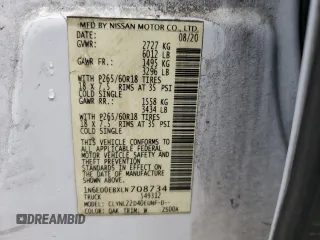 2020 Nissan Frontier Pro-4X with VIN 1N6ED0EBXLN708734, listed as a Copart auction lot 73930924 with 60,314 mi miles and Salvage title. Bid and sale history available at DreamBid. Image 13.