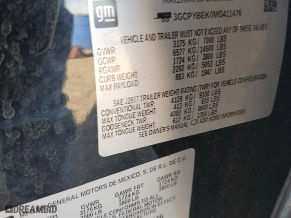 2021 Chevrolet Silverado 1500 Custom with VIN 3GCPYBEK0MG411476, listed as a Copart auction lot 48377735 with 84,145 mi miles and Salvage Title. Bid and sale history available at carsss.com. Image 12.