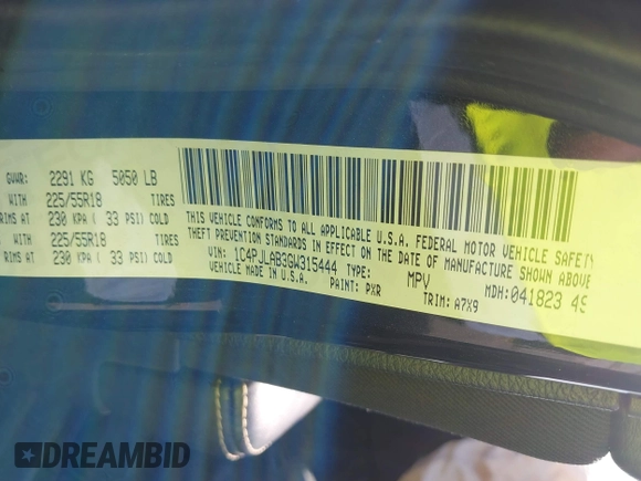 2016 Jeep Cherokee Sport with VIN 1C4PJLAB3GW315444, listed as a IAAI auction lot 40397087 with Not provided miles and . Bid and sale history available at DreamBid. Image 9.