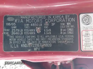 2006 Kia Sportage LX with VIN KNDJE723167159809, listed as a IAAI auction lot 41974464 with 130,822 mi miles and . Bid and sale history available at DreamBid. Image 9.