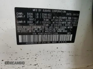 2024 Subaru Outback Limited XT with VIN 4S4BTGND5R3273589, listed as a Copart auction lot 82640314 with 9,312 mi miles and Salvage title. Bid and sale history available at DreamBid. Image 15.