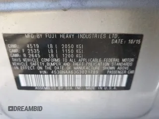 2016 Subaru Legacy 2.5i with VIN 4S3BNAA63G3021789, listed as a IAAI auction lot 42032283 with 132,431 mi miles and . Bid and sale history available at carsss.com. Image 9.