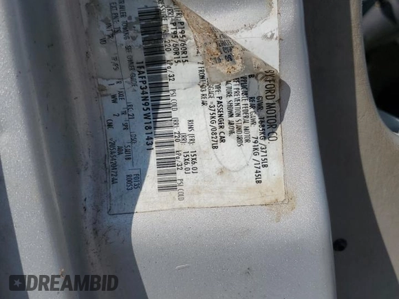 2005 Ford Focus S with VIN 1FAFP34N95W181431, listed as a Copart auction lot 61812845 with Not provided miles and Salvage title. Bid and sale history available at DreamBid. Image 12.