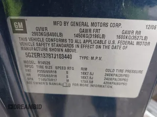 2007 Saturn Outlook XE z VIN 5GZER13787J103440, wystawiony jako IAAI lot #41296764 z przebiegiem 90 033 mil mil oraz . Historia ofert i sprzedaży dostępna na DreamBid. Obrazek 9.