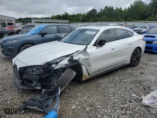 2023 BMW i4 eDrive35 with VIN WBY43AW04PFR16630, listed as a Copart auction lot 63129494 with 11,557 mi miles and Salvage Title. Bid and sale history available at carsss.com. Image 1.