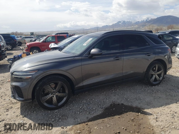 2023 Genesis GV70 2.5T with VIN KMUMADTB9PU100827, listed as a Copart auction lot 51080985 with 17,819 mi miles and Salvage Title. Bid and sale history available at carsss.com. Image 1.