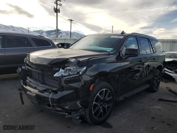 2021 Chevrolet Tahoe RST with VIN 1GNSKRKT8MR285506, listed as a Copart auction lot 43118385 with 84,201 mi miles and Salvage Title. Bid and sale history available at carsss.com. Image 1.