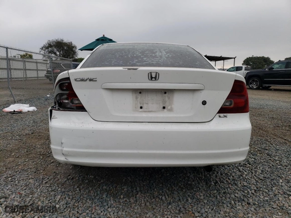 2002 Honda Civic LX with VIN 1HGEM21502L108055, listed as a Copart auction lot 73056704 with 253,586 mi miles and Salvage Title. Bid and sale history available at carsss.com. Image 6.