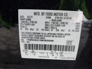 2021 Ford Explorer ST with VIN 1FM5K8GC2MGB50098, listed as a IAAI auction lot 41527293 with 38,810 mi miles. Bid and sale history available at carsss.com. Image 9.