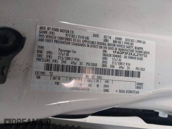 2018 Ford Focus SE с VIN 1FADP3F2XJL276733, выставлен на аукционе IAAI как лот 42537089 с пробегом Не указан миль и . История ставок и продаж доступна на DreamBid. Изображение 9.