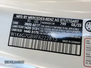 2023 Mercedes-Benz S-Class S 580 with VIN W1K6G7GB9PA222813, listed as a Copart auction lot 76539174 with 5,670 mi miles and Non Repairable. Bid and sale history available at carsss.com. Image 13.