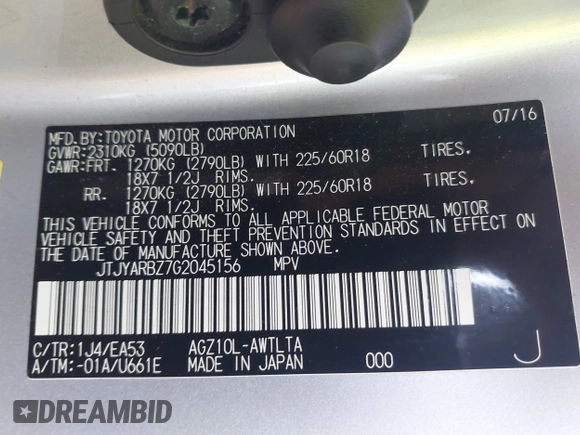2016 Lexus NX 200t z VIN JTJYARBZ7G2045156, wystawiony jako IAAI lot #42086115 z przebiegiem 174 482 mil mil oraz . Historia ofert i sprzedaży dostępna na DreamBid. Obrazek 9.
