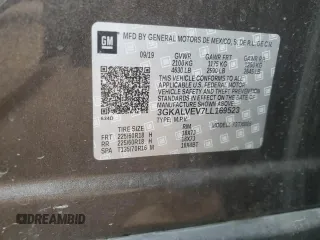 2020 GMC Terrain SLT with VIN 3GKALVEV7LL169523, listed as a Copart auction lot 55866555 with 127,713 mi miles and Salvage title. Bid and sale history available at DreamBid. Image 13.