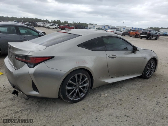 2019 Lexus RC with VIN JTHHA5BC4K5009180, listed as a Copart auction lot 80124384 with 72,651 mi miles and Salvage Title. Bid and sale history available at carsss.com. Image 3.