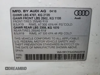 2016 Audi Q3 Premium Plus z VIN WA1BFCFS0GR022016, wystawiony jako Copart lot #54386205 z przebiegiem 86 445 mil mil oraz Szkoda całkowita • Salvage title. Historia ofert i sprzedaży dostępna na DreamBid. Obrazek 13.
