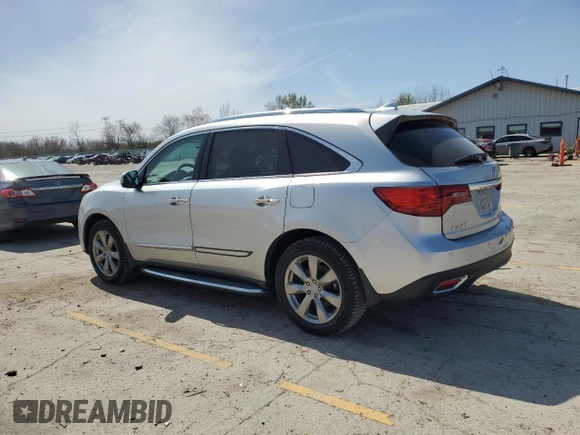 2014 Acura MDX Advance with VIN 5FRYD4H87EB024392, listed as a Copart auction lot 50123185 with 107,802 mi miles and Salvage Title. Bid and sale history available at DreamBid. Image 2.