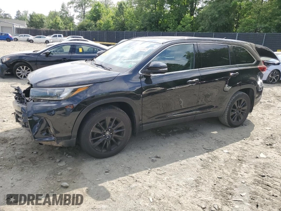 2019 Toyota Highlander SE with VIN 5TDJZRFH6KS566479, listed as a Copart auction lot 59003325 with 99,845 mi miles and Salvage title. Bid and sale history available at DreamBid. Image 1.