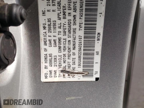2009 Acura TL z VIN 19UUA86229A024167, wystawiony jako Copart lot #57793185 z przebiegiem 179 918 mil mil oraz Szkoda całkowita • Salvage title. Historia ofert i sprzedaży dostępna na DreamBid. Obrazek 12.