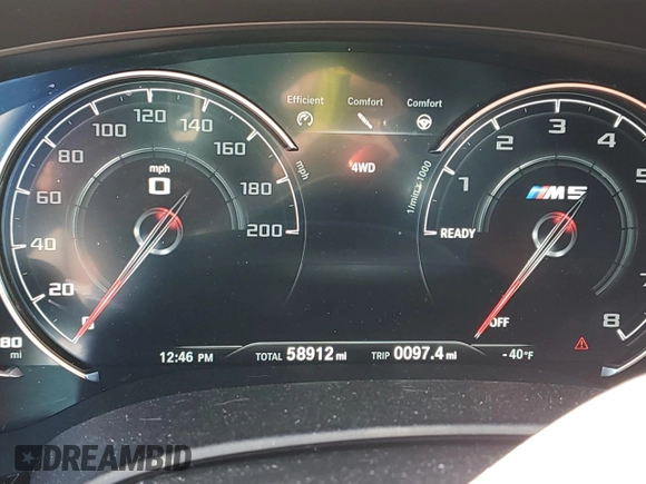 2019 BMW M5 Competition with VIN WBSJF0C57KB285290, listed as a Copart auction lot 40430303 with 58,912 mi miles. Bid and sale history available at carsss.com. Image 9.