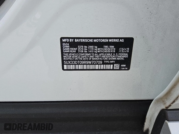 2024 BMW X4 xDrive30i z VIN 5UX33DT09R9W70709, wystawiony jako Copart lot #56997035 z przebiegiem 21 308 mil mil oraz Tytuł czysty. Historia ofert i sprzedaży dostępna na DreamBid. Obrazek 12.