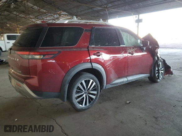 2024 Nissan Pathfinder Platinum with VIN 5N1DR3DH8RC254443, listed as a Copart auction lot 83607054 with 27,784 mi miles and Salvage Title. Bid and sale history available at carsss.com. Image 3.