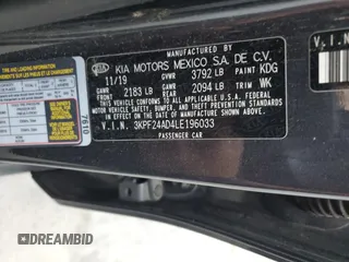 2020 Kia Forte LXS with VIN 3KPF24AD4LE196033, listed as a Copart auction lot 47289725 with 112,380 mi miles and Clean Title. Bid and sale history available at carsss.com. Image 12.